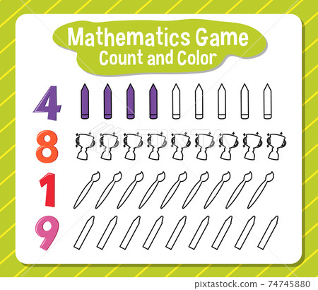 Mathematics game count and color worksheet for student Mathematics game count and color worksheet for student 74745880