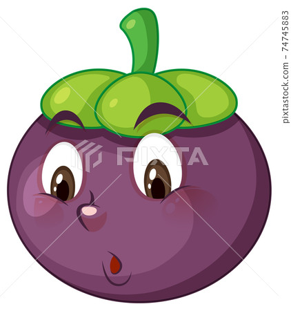 Mangosteen cartoon character with facial expression Mangosteen cartoon character with facial expression 74745883