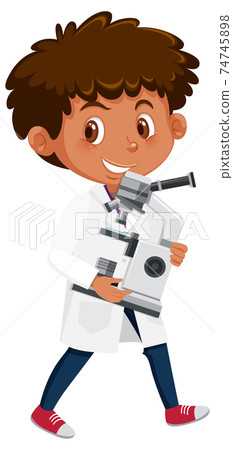 Children in scientist costume cartoon character isolated on white background 74745898