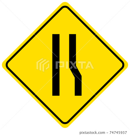 Warning sign for a road narrowing on the right 74745937