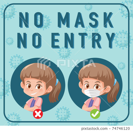 No mask no entry sign with cartoon character No mask no entry sign with cartoon character 74746120