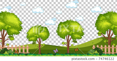 Blank nature park scene landscape on transparent background Blank nature park scene landscape on transparent background 74746122