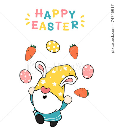 Cute easter Gnome bunny ears cartoon doing easter eggs Juggling, Happy Easter, Cute doodle cartoon vector spring Easter clip art Cute easter Gnome bunny ears cartoon doing easter eggs Juggling, Happy Easter, Cute doodle cartoon vector spring Easter clip art 74746917