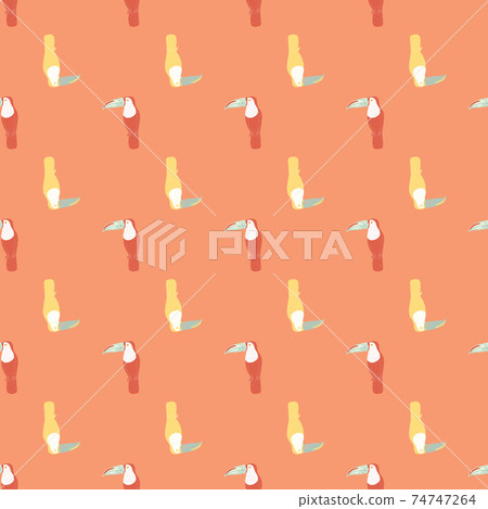 Cartoon seamless pattern in cartoon style with simple toucan birs shapes. Pink background. Cartoon seamless pattern in cartoon style with simple toucan birs shapes. Pink background. 74747264