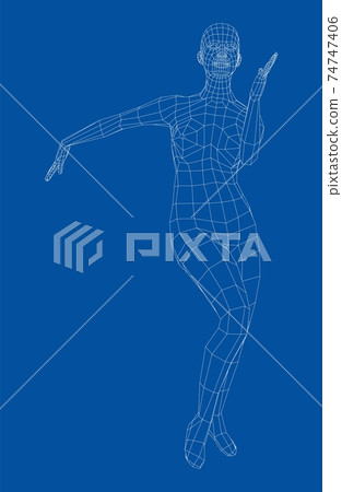 Wireframe ballerina in dance pose. Vector Wireframe ballerina in dance pose. Vector 74747406