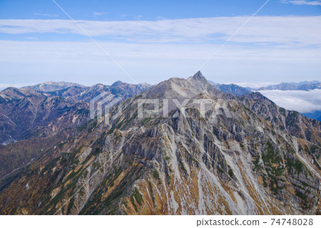 從北穗高山頂看到的Yarigatake 從北穗高山頂看到的Yarigatake 74748028