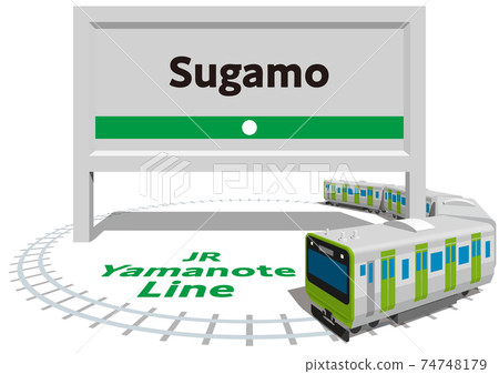 Sugamo JR Yamanote Line frame and panel Tokyo Japan Vector illustration background transparent Sugamo JR Yamanote Line frame and panel Tokyo Japan Vector illustration background transparent 74748179