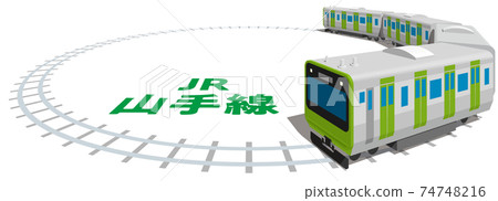 JR Yamanote Line simple frame Route name Tokyo Japan Vector illustration background transparent 74748216