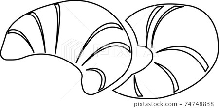 Croissants contour isolated on white background. Vector black and white illustration. 74748838