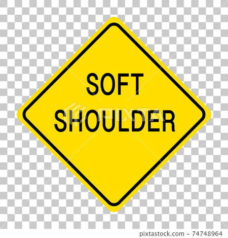 Yellow traffic warning sign on transparent background 74748964