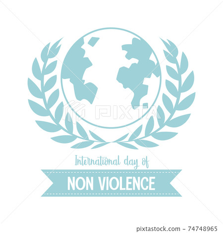 International Day of Non Violence logo with globe on white background 74748965