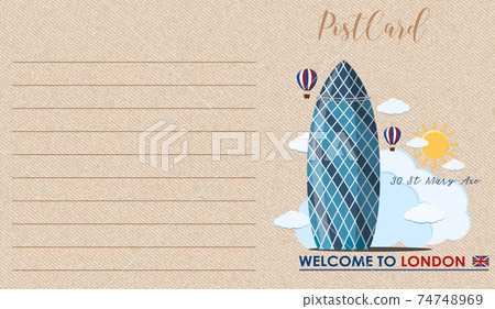 Landmark of London on brown vintage paper postcard Landmark of London on brown vintage paper postcard 74748969