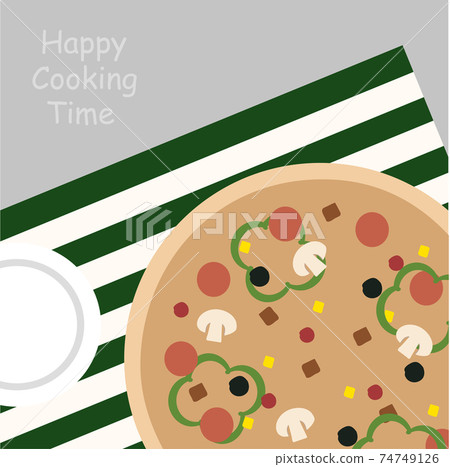 pizza and white dish on the table  74749126