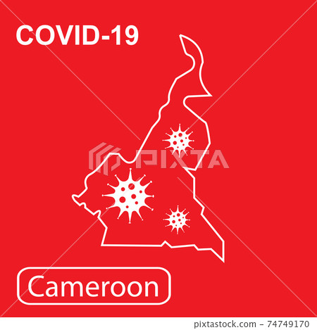 Map of Cameroon labeled COVID-19. Vector illustration of a virus, coronavirus, epidemiology. 74749170