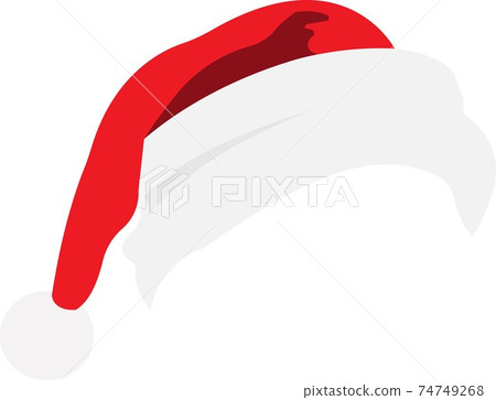 Red Christmas hat with a white pom-pom. Red Christmas hat with a white pom-pom. 74749268
