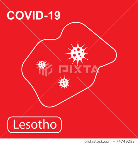 Map of Lesotho labeled COVID-19. Vector illustration of a virus, coronavirus, epidemiology. Map of Lesotho labeled COVID-19. Vector illustration of a virus, coronavirus, epidemiology. 74749282