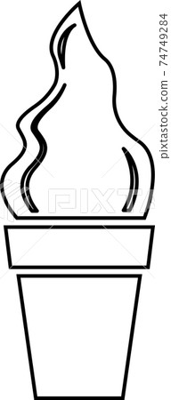 Ice cream cone contour isolated on white background. Vector black and white illustration. 74749284