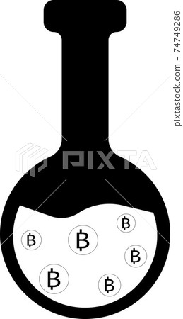 Bitcoin market research. The icon of the Bitcoin payment system. 74749286