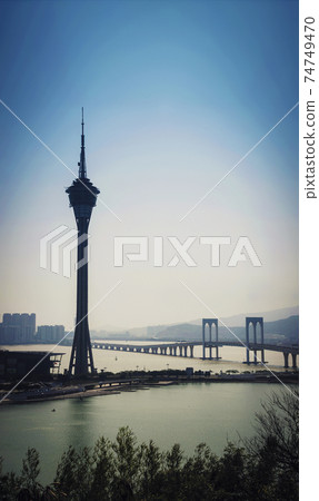 macau tower urban skyline and taipa bridge in macao china macau tower urban skyline and taipa bridge in macao china 74749470