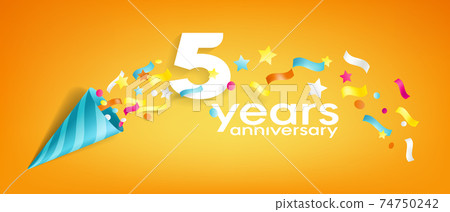 5 years anniversary vector icon, logo, greeting card. 74750242