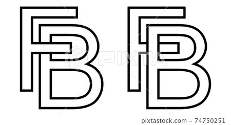 Logo sign fb bf icon sign interlaced letters B, F vector logo bf, fb first capital letters pattern Logo sign fb bf icon sign interlaced letters B, F vector logo bf, fb first capital letters pattern 74750251