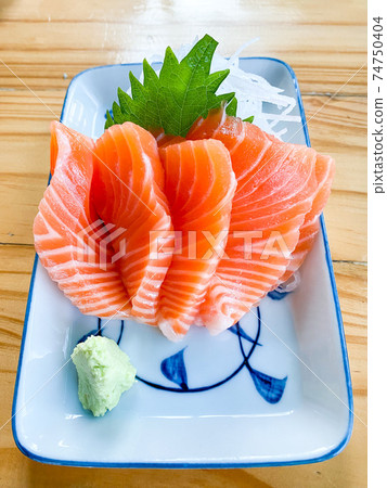 Fresh Salmon Japanese food on the table Fresh Salmon Japanese food on the table 74750404