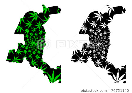 Haut-Katanga Province (Democratic Republic of the Congo, DR Congo, DRC, Congo-Kinshasa) map is designed cannabis leaf green and black, Haut Katanga map made of marijuana (marihuana,THC) foliage.... 74751140