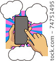 Smartphone operation screen and speech bubble 74751495