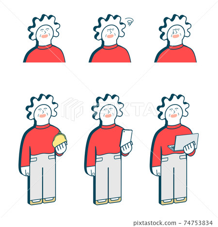 Facial expressions of senior women_smartphones, wallets, computers Facial expressions of senior women_smartphones, wallets, computers 74753834