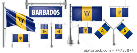 Vector set of the national flag of Barbados in various creative designs 74753874