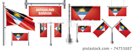 Vector set of the national flag of Antigua and Barbuda Vector set of the national flag of Antigua and Barbuda 74753887