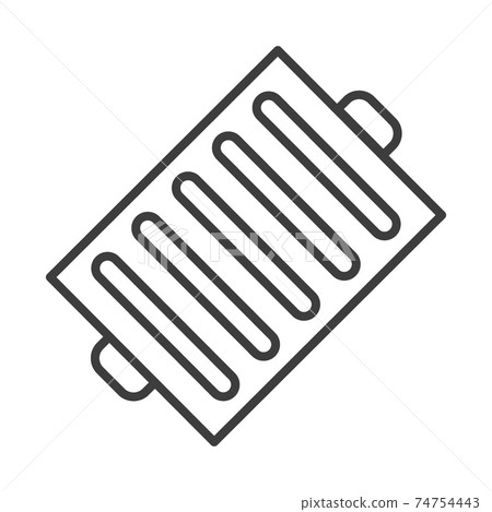 Frying pan with grill strips. Simple food icon in trendy line style isolated on white background for web apps and mobile concept. Vector Illustration Frying pan with grill strips. Simple food icon in trendy line style isolated on white background for web apps and mobile concept. Vector Illustration 74754443