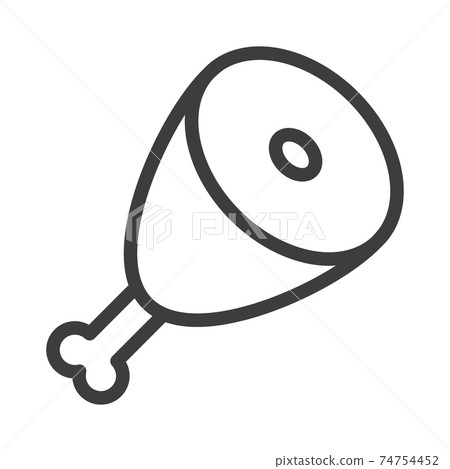 Cooked chicken leg. Simple food icon in trendy line style isolated on white background for web apps and mobile concept. Vector Illustration Cooked chicken leg. Simple food icon in trendy line style isolated on white background for web apps and mobile concept. Vector Illustration 74754452