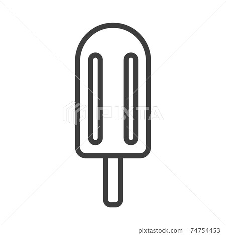 Delicious cold ice cream on stick. Simple food icon in trendy line style isolated on white background for web apps and mobile concept. Vector Illustration Delicious cold ice cream on stick. Simple food icon in trendy line style isolated on white background for web apps and mobile concept. Vector Illustration 74754453