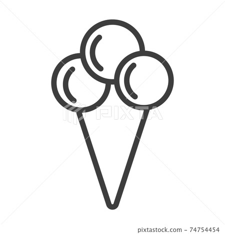 Delicious cold ice cream in an edible waffle glass. Simple food icon in trendy line style isolated on white background for web apps and mobile concept Delicious cold ice cream in an edible waffle glass. Simple food icon in trendy line style isolated on white background for web apps and mobile concept 74754454