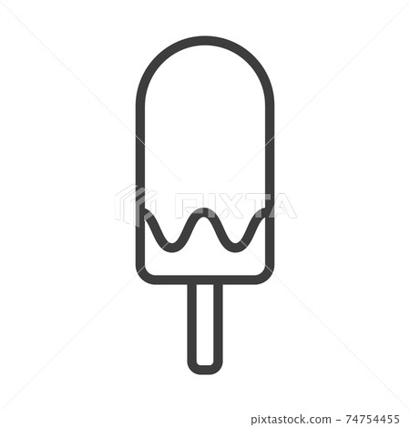 Delicious cold ice cream on stick. Simple food icon in trendy line style isolated on white background for web apps and mobile concept. Vector Illustration Delicious cold ice cream on stick. Simple food icon in trendy line style isolated on white background for web apps and mobile concept. Vector Illustration 74754455