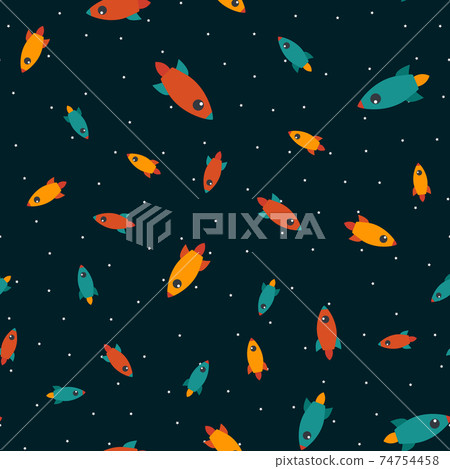 Rocket in space seamless pattern background.... - Stock Illustration ...