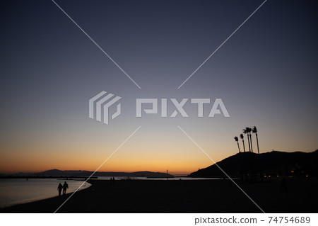 The coast dyed in blue and orange 74754689