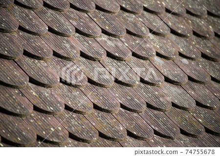 Closeup of traditional tiles of the roof of alsatian house 74755678