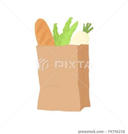 Eco bag with nature goods from local grocery. Hand drawn elements of zero life waste in cartoons style vector. Eco style. No plastic. Go green Eco bag with nature goods from local grocery. Hand drawn elements of zero life waste in cartoons style vector. Eco style. No plastic. Go green 74756238