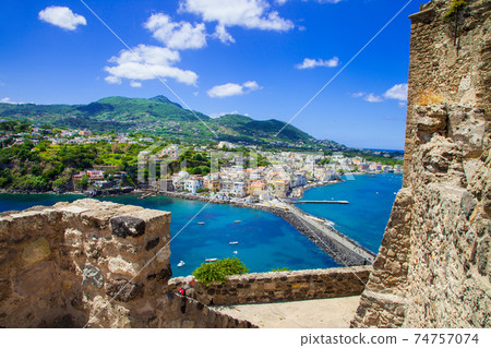 Ischia island - view from castle Aragonese, Italian holidays Ischia island - view from castle Aragonese, Italian holidays 74757074