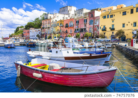 vivid beautiful Procida island, Italy 74757076
