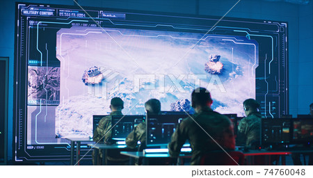 Anonymous soldiers using computers during nuclear attack Anonymous soldiers using computers during nuclear attack 74760048