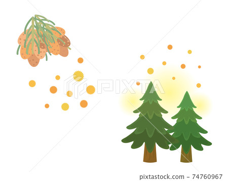 Cedar pollen Illustration material that pollen flies Cedar pollen Illustration material that pollen flies 74760967
