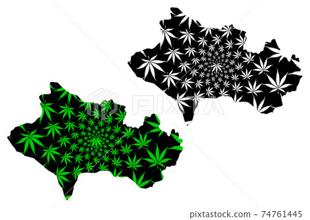 Lorestan Province (Provinces of Iran, Islamic Republic of Iran, Persia) map is designed cannabis leaf green and black, Luristan (Lurestan,Loristan) map made of marijuana (marihuana,THC) foliage.... 74761445