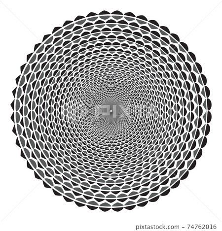 Black and gray elements in circles. Halftone dotted background. 74762016