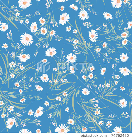 Seamless spring floral pattern with daisies 74762420