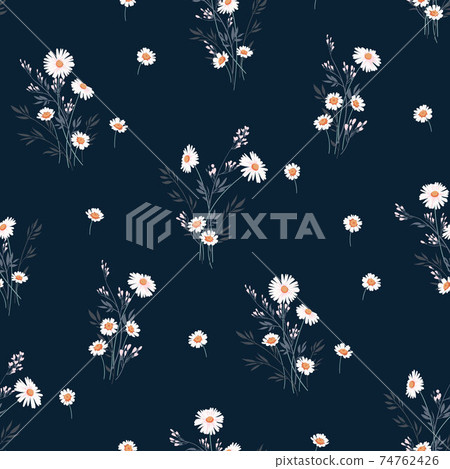 Seamless spring floral pattern with daisies - Stock Illustration ...