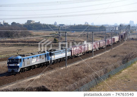 EF210-137 container freight train going on the Tokaido main line 74763540