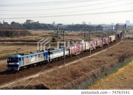 EF210-137 container freight train going on the Tokaido main line 74763541